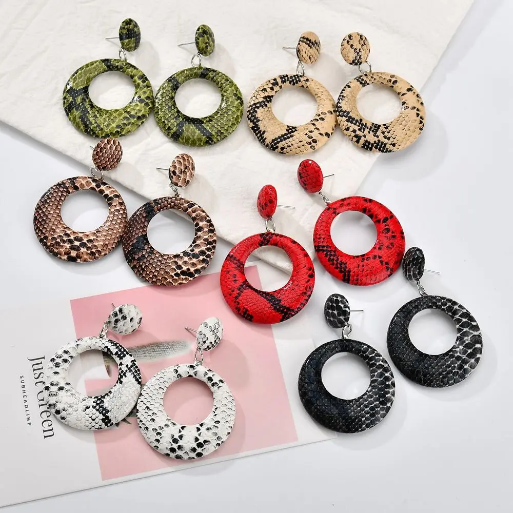 New Big Round Drop Earrings for Women Punk Vintage Oversize Statement Snake Skin Party Jewelry Oorbellen