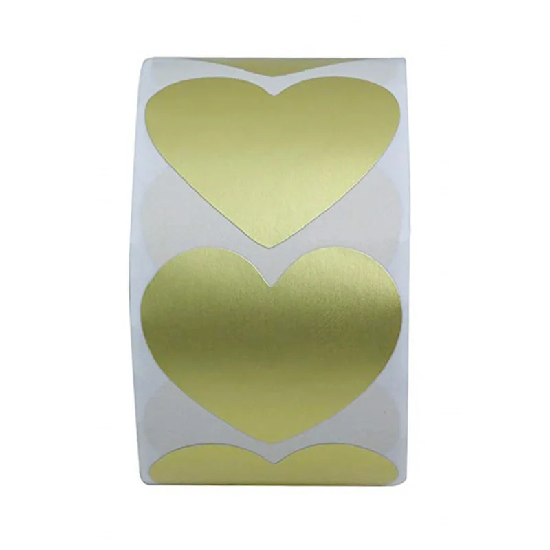 50-500pcs Heart shape of gold Stickers seal Labels stickers scrapbooking for Package and wedding decoration stationery sticker