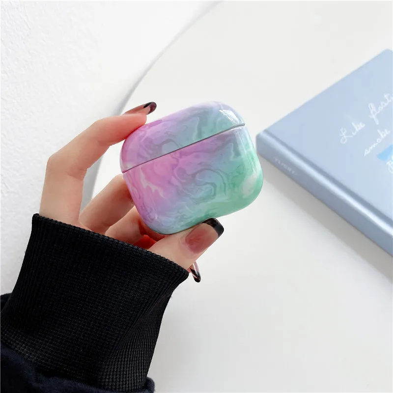 Funda de lujo con patrón de mármol para AirPods 3, cubierta de auriculares con diseño de mármol para PC duro y brillante, accesorios para AirPods 3, 2021