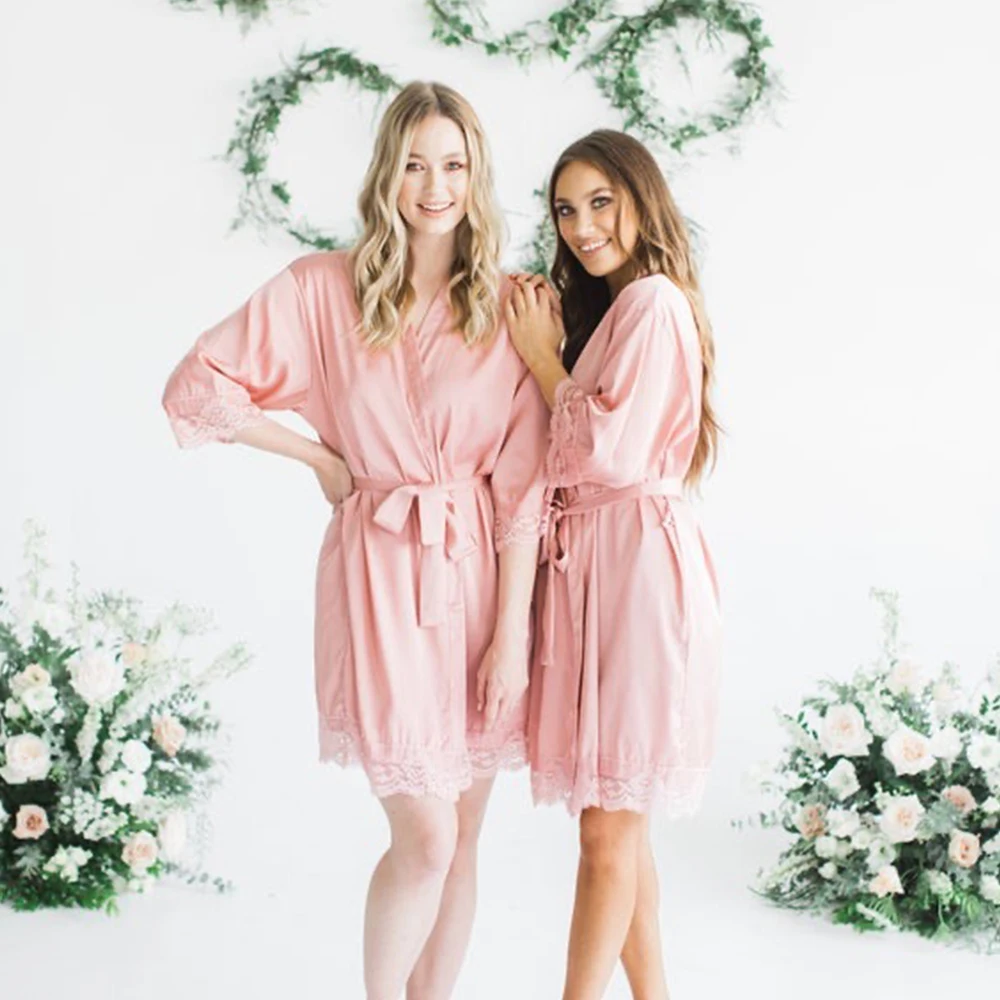 Personalised Wedding Lace Robes Bridesmaid Robes Hen Weekend Bridal Shower Bride to Be Bachelorette Bridal Party Robes