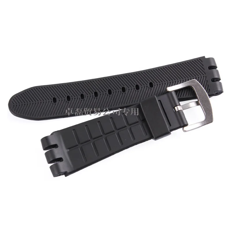 Silicone Rubber 23MM Black Strap Special for Swatch Watch YOS440 449 401G 447 448 IRONY Sports Waterproof Wristband Bracelet