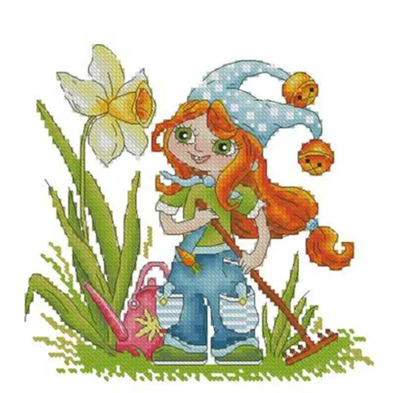 Little gardener patterns Counted Cross Stitch 11CT 14CT DIY wholesale Chinese Cross Stitch Kits Embroidery Needlework Sets