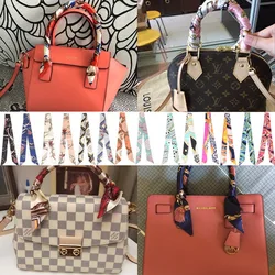 Customized Slim Entangled Bag Handle Mini Twill Floral Scarf Handbag Accessories Tie Belt Silk Scarf Ribbon Decorative Bag Scarf