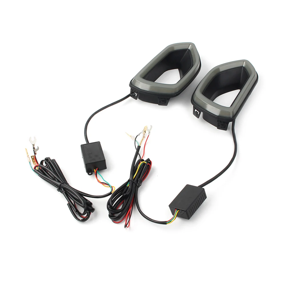 2 uds rejilla delantera de coche bisel lámpara de señal de giro humo LED luz amarilla DRL para Dodge Charger SRT 2015 2016 2017 2018 2019