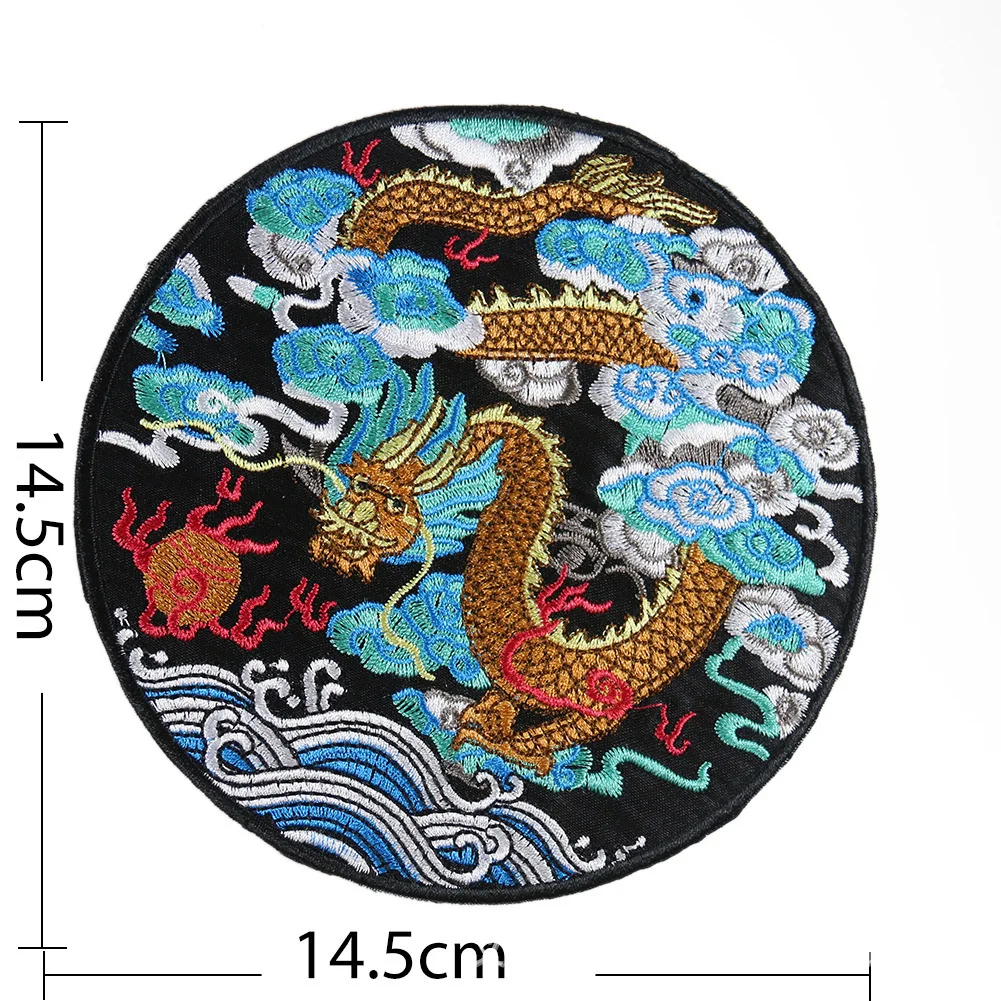 Chinese Style Dragon Embroidered Iron On Patches Accessories New Arrival Popular Clothing Cartoon badges Applique sticker