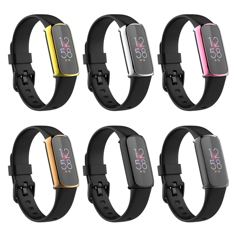 TPU Soft Full Screen Glass Protector Smartband Case Shell Edge Frame For Fitbit Luxe Band Protective Bumper Cover Accessories