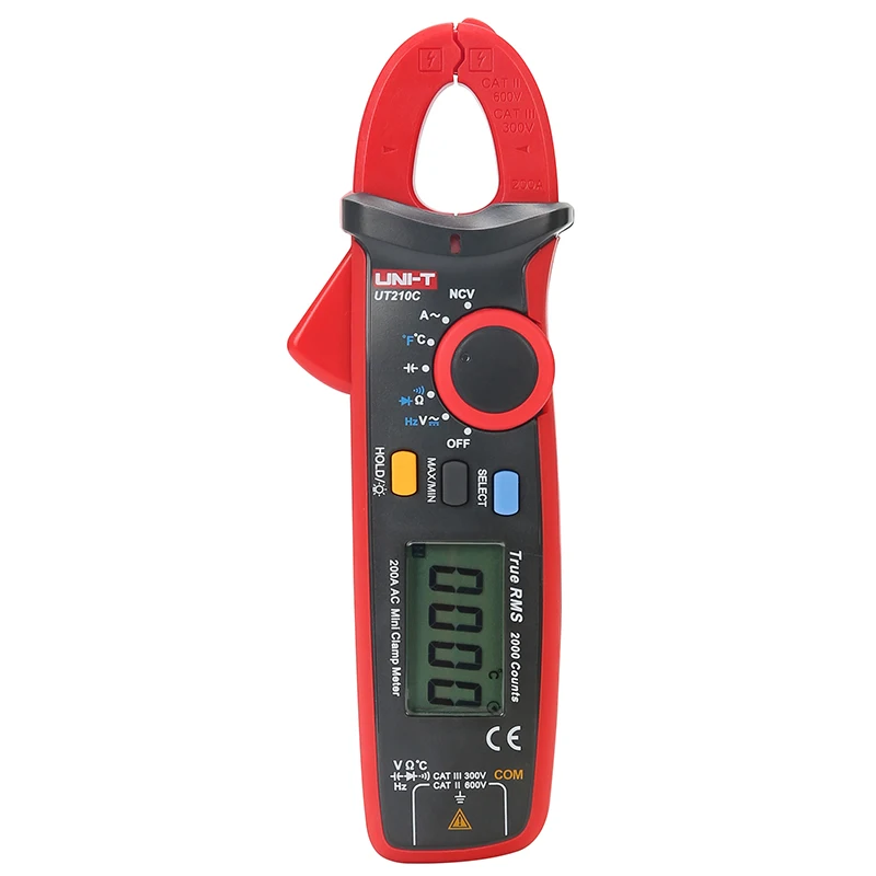 UNI-T UT210C Single AC 200A True RMS High Precision Mini Digital Clamp Multimeter,NCV,Diode Test,LCD Backlight,Temperature Test