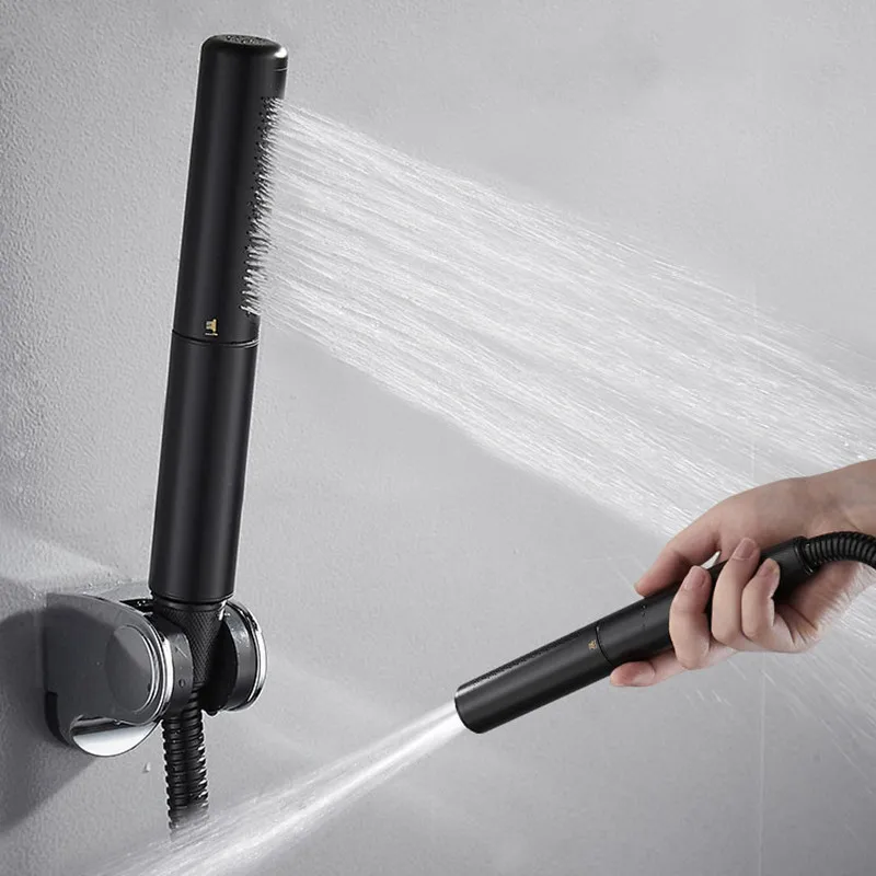 

High Quality Brass Cylinder Style Black Hand Held Shower Chrome Head Water Saving hand shower Gun Sprayer Bathroom Accessories