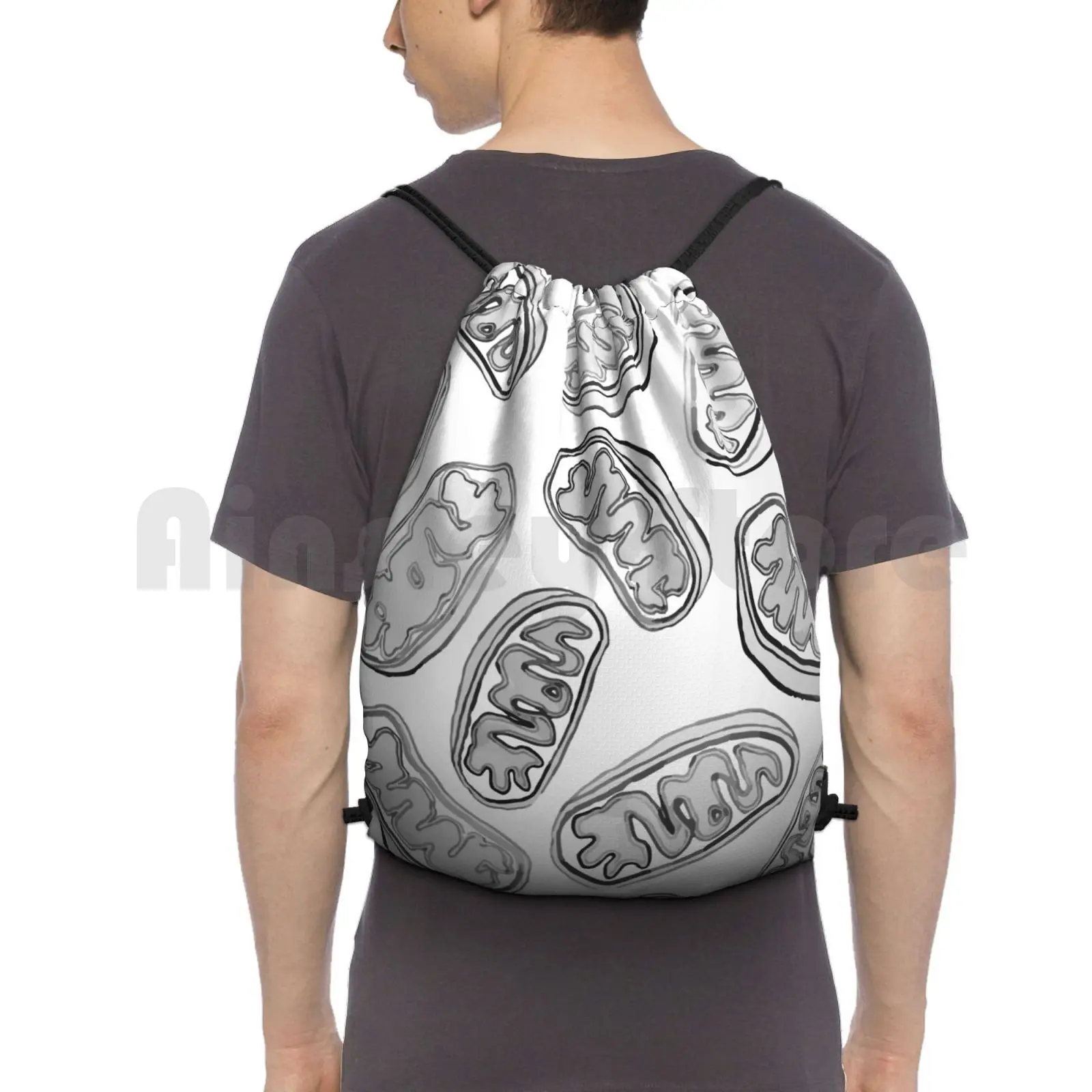 

Mitochondria Repeating Pattern Backpack Drawstring Bags Gym Bag Waterproof Mitochondria Science Cell Organelle Chemistry