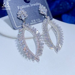 ASNORA High Quality Irregular Zircon Earrings Ladies Bridal Wedding Dress Daily Drop Earrings Fashion Jewelry