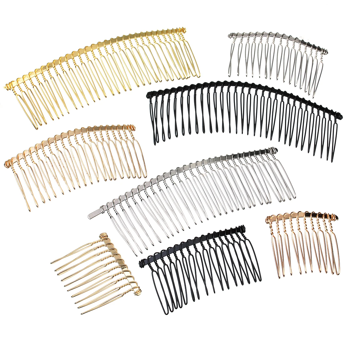 6pcs 10/15/20/30 Teeth DIY Metal Hair Comb Claw Hairpins Black/Rhodium For Wedding Jewelry Making Findings Components Comb