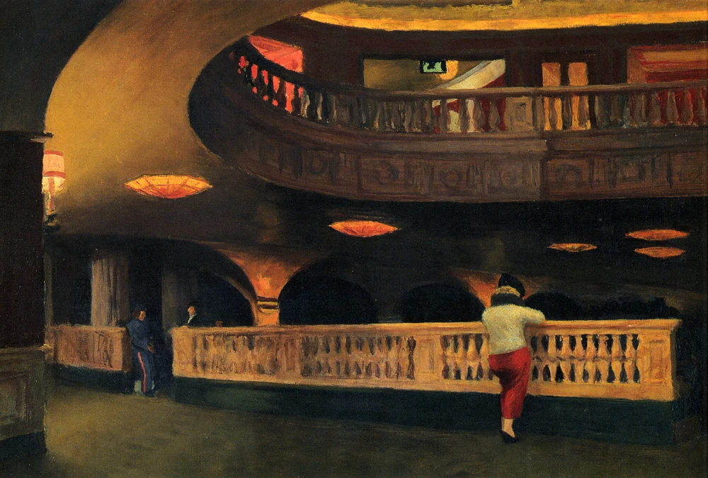 

100% handmade Oil Painting reproduction on linen canvas,Sheridan Theatre, 1937 by Edward Hopper,High Quality