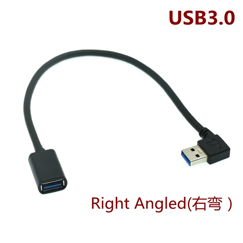 5gbps usb 3.0 um macho para fêmea 90 cabo de extensão angular adaptador usb3.0 macho para fêmea direita/esquerda/para baixo/acima cabo de cabo preto 30cm