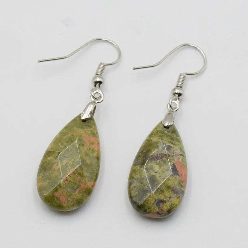 Natural Stone Water Drop Earrings Multi-faceted Beads Pendants Earring Opal Crystal Quartzs Healing Stones Ear Jewelry for Women
