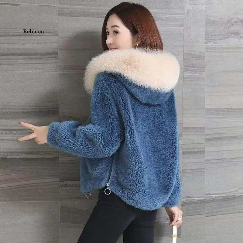 Women\'s Winter Thick Warm Hooded Faux Mink Fur Coat Ladies Fake Fur Teddy Jacket Parka Overcoat Outwear with Fur Trim Hood T140