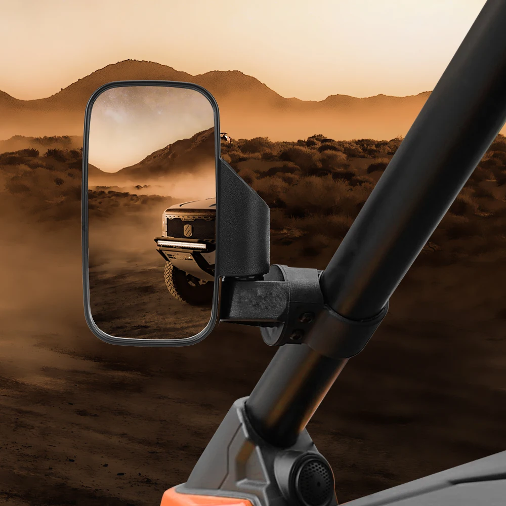 ATV UTV Side Mirror Motorcycle Rear View Mirrors Convex Lens On 1.75/2inch Bar Roll Cage Fastener Pit Bike Accessories Universal