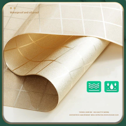 Hot Sale Champagne Gold And Mable Pattern Waterproof Table Mat PVC Table Cloth Protect The Dining Table Home Decoration