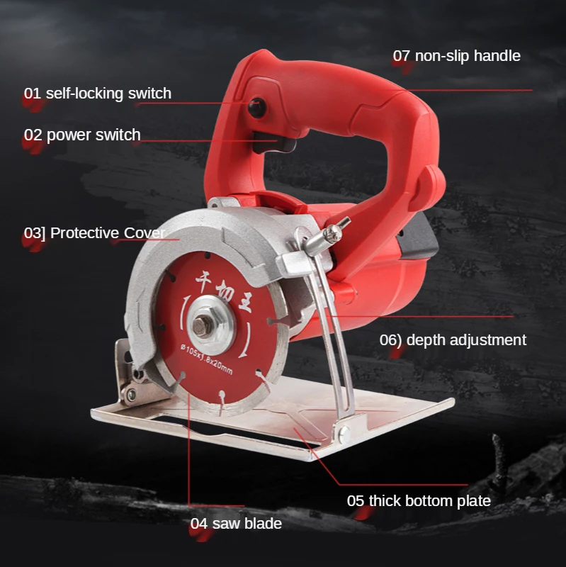 Multi-angle portable electric circular saw, 1680W wood cutting machine, multi-function woodworking electric cutting machine