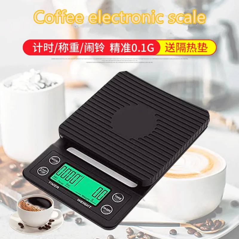 Household Coffee 1g Precise 5KG 0.1G Weight Kitchen Scale Baking Bar Food Timing Electronic Scale LED Backlit LCD Display