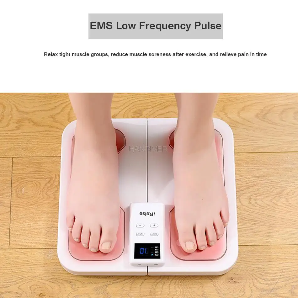 

EMS Blood Circulation Foot Massager device Muscle Stimulator Pain Relief Wireless Electric Heating Physiotherapy Remote Control