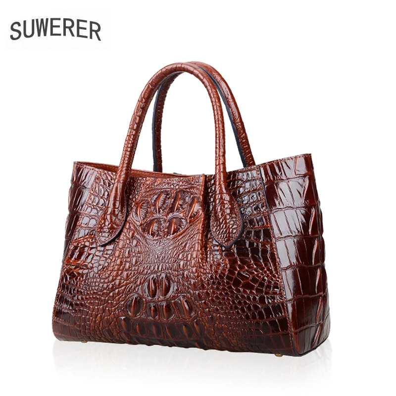 Quality Women Genuine Leather Bag Cowhide Leather Crocodile Pattern Women\'s handbags Luxury Designer bags 2021 women\'s brand