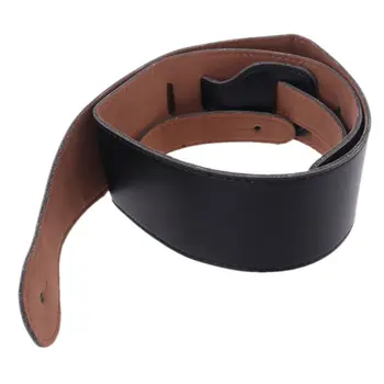 Adjustable Soft PU Leather Thick Strap For Electric Acoustic Guitar Bass Black R66E