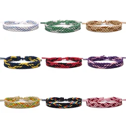 Fashion Braided Bracelet For Women Mens Handmade Cotton Linen Retro Woven Rope 11mm Wide Bangle Wrap Adjustable Jewelry