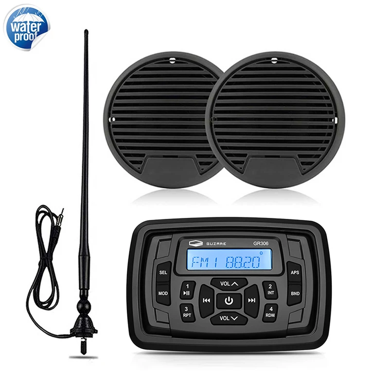 

Marine Radio Stereo Bluetooth Audio Receiver Car MP3 Player+3 Inch Waterproof Speaker+FM AM Antenna For RV ATV Yacht Motorcycle