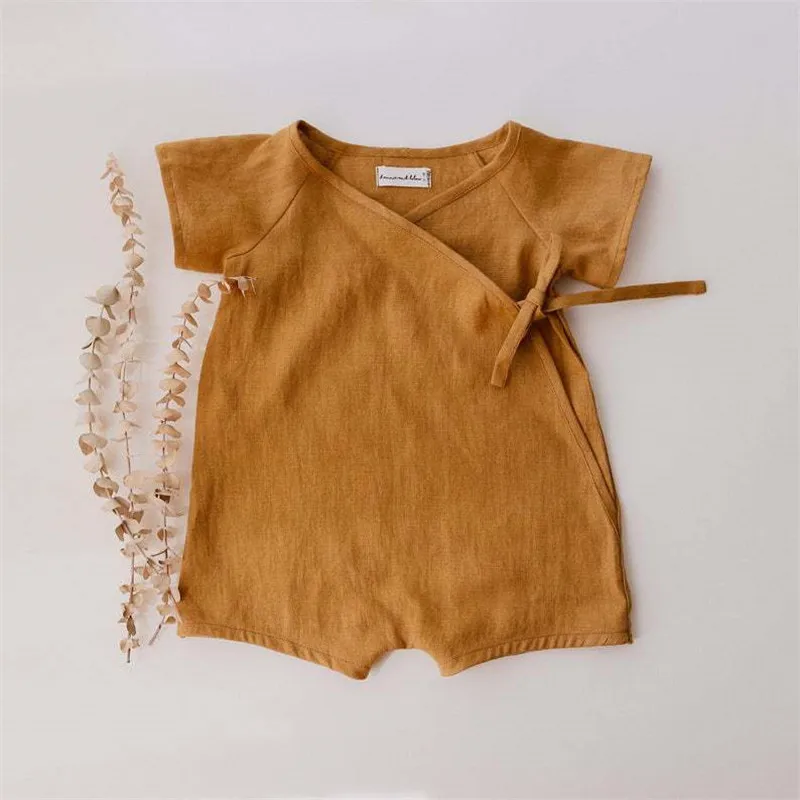 Linen Cotton Baby Boys Rompers Summer Infant Baby Bodysuit Casual Newborn Girls Jumpsuit Toddler Boys Bodysuit Overalls 0-24m