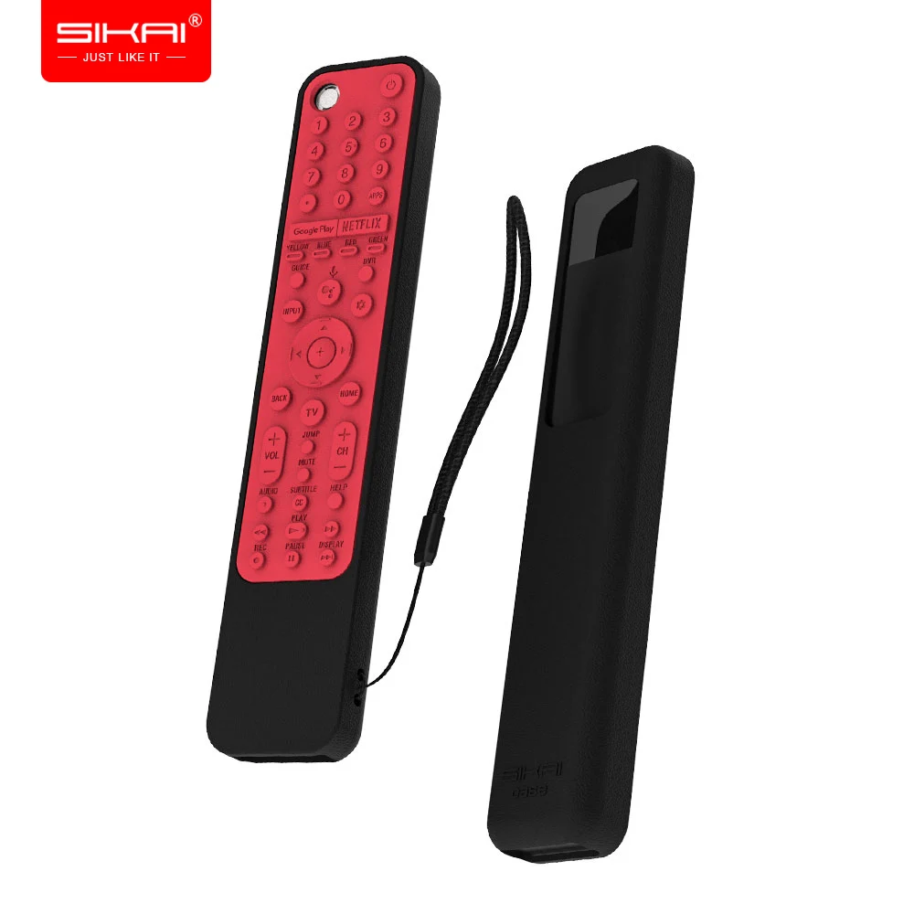 Silicone Case for Sony RMF-TX600U RMF-TX500E Smart TV Voice Remote Control Shockproof Protective Cover with Remote Loop SIKAI