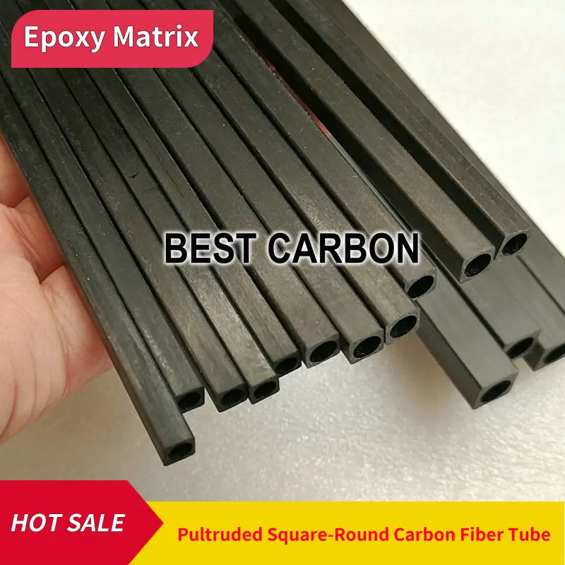 FREE SHIPPING SR OD 1.4mm 1.7mm 2mm 2.5mm 3mm 4mm 5mm 6mm 8mm 10mm , 500mm length S-R Pultruded Square Carbon Fiber Tube