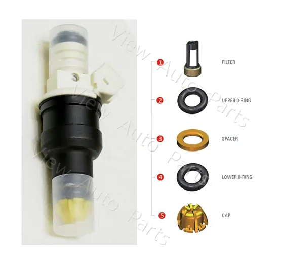 Juego de reparación de inyectores de combustible, tapas de plástico con microfiltro, sello de goma, VD-RK-0105, para BMW 325/528e 0280150716, 10 unidades