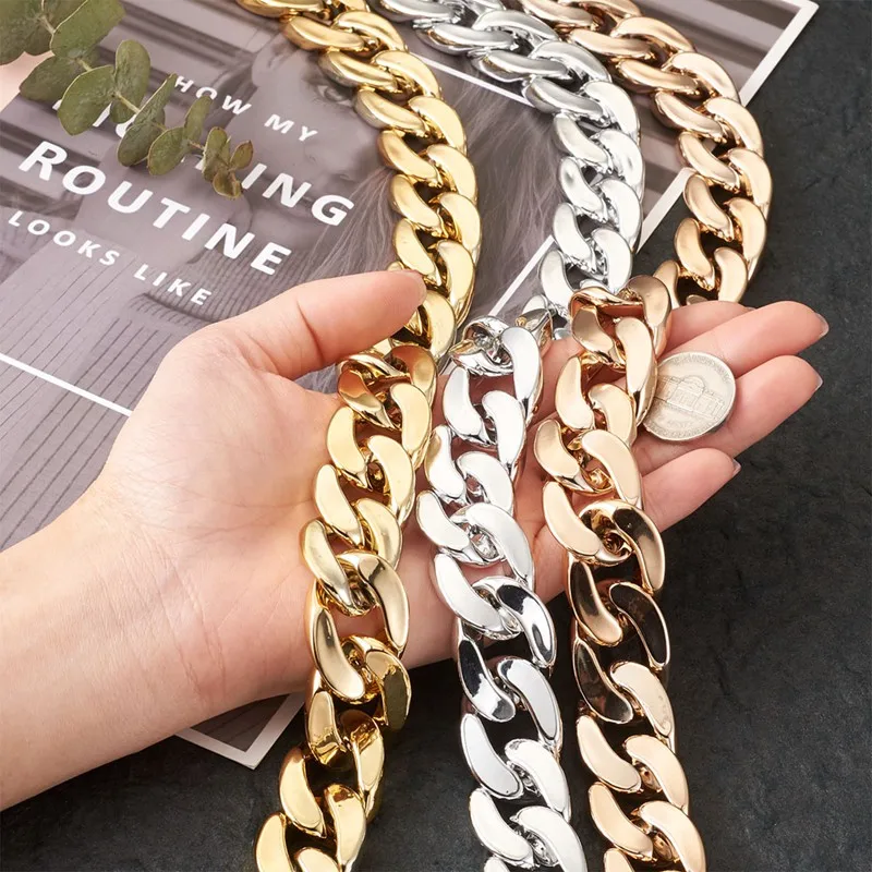 Pandahall 3strands Big Handmade Plastic Curb Chain CCB Plastic Link Mixed Color for Jewelry Making 1m/strand Link: 30x21x6mm