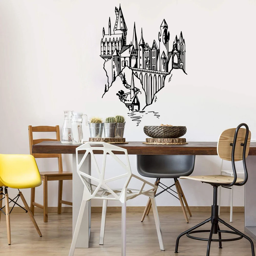 Large Wizards School Magic  Castle Wall Decal Sticker Vinyl Playroom  Kids Room Movie Vinyl Home Decor