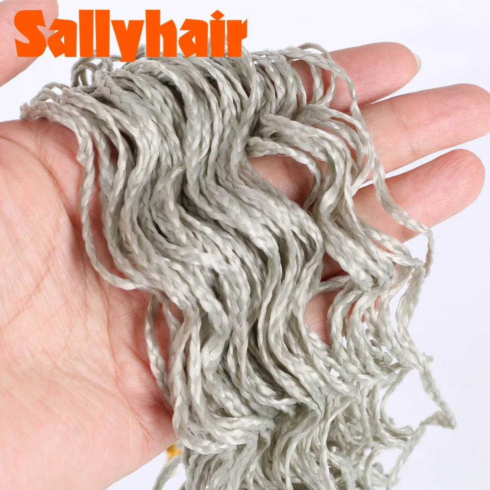 Sallyhair Zizi-trenzas Micro Crochet Box, extensiones de cabello sintético, color gris, Morado, rosa, marrón, castaño, ganchillo