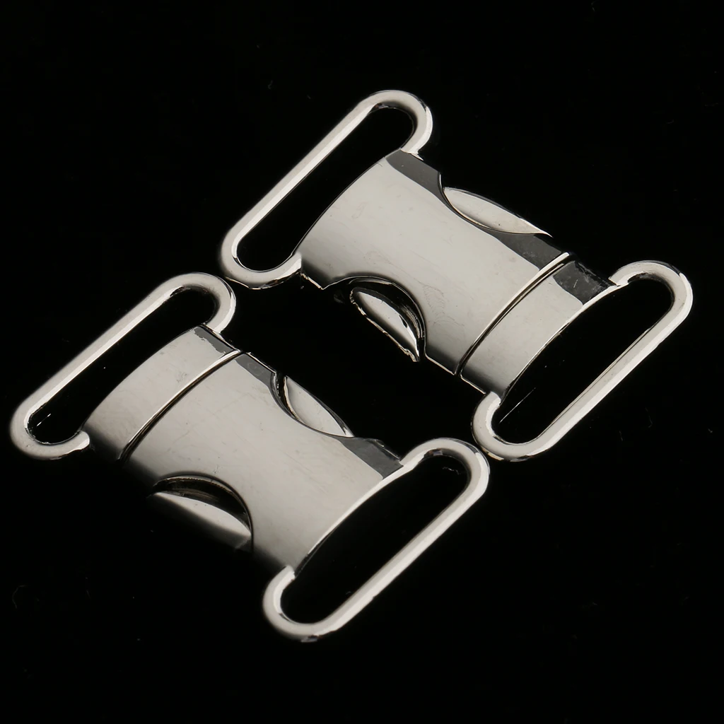 2 Pieces Side Release Buckle Stainless Steel for Paracord Bracelet Dog Collar Bag Strap Clasp