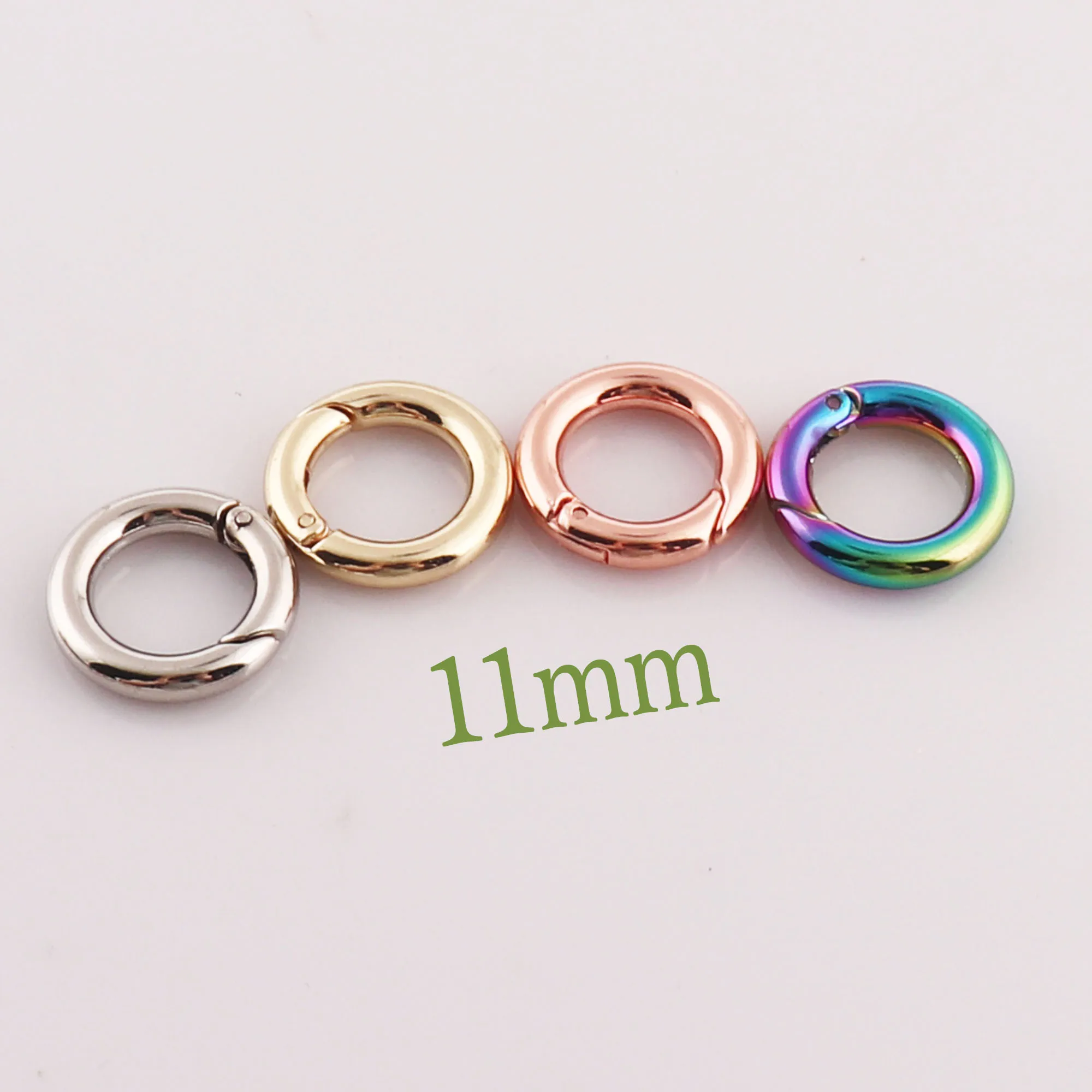 20 pcs Gold/Silver/Rose Gold/Rainbow Spring Ring buckles,Snap Ring Screw Spring Gate Ring Clasp,for webbing Purse Bag Handbag -3