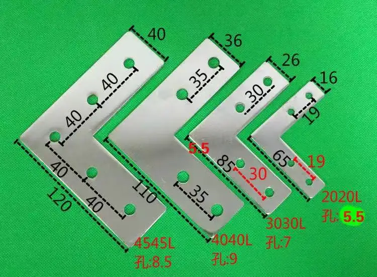 L Type 2020 3030 4040 4545 5050 Connection Plate Corner Bracket Joint Board For Aluminium Profiles