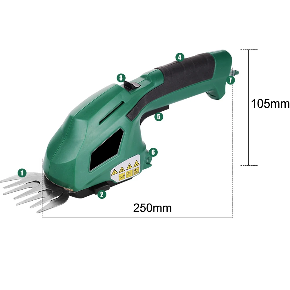 ALLSOME 2 In 1 7.2V Electric Hedge Trimmer  Cordless Household Trimmer Rechargeable Weeding Shear Pruning Mower DIY Garden Tool