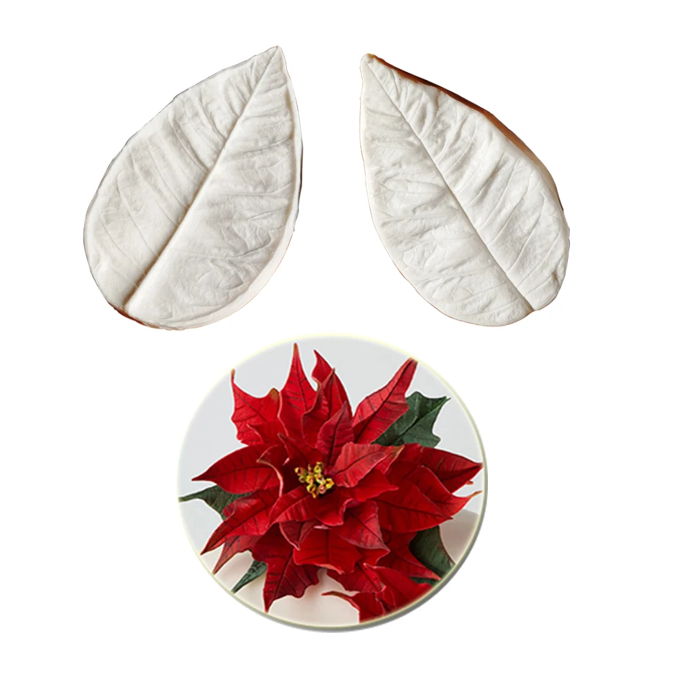 Poinsettia Petal Veiner Silicone Mould Fondant Flowers Cake Decorating Chocolate Gumpaste Sugarcraft Clay Cold Porcelain M2121