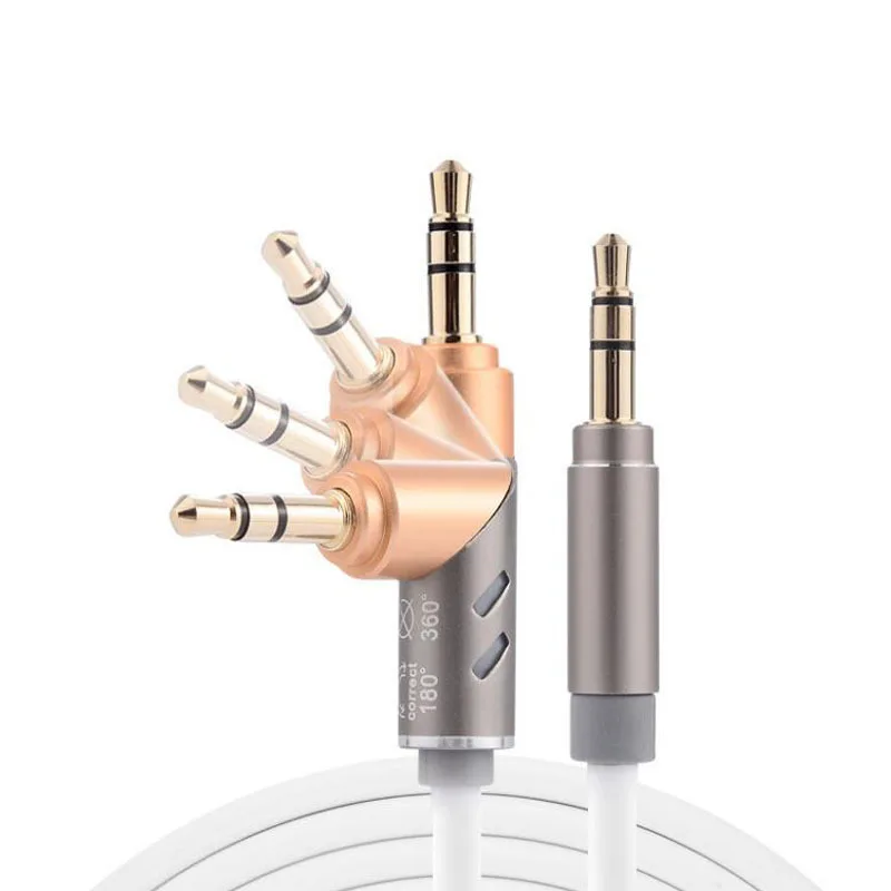 JINCHI-cable de Audio para coche, accesorio con 3,5mm macho, 180 grados, conexión aux