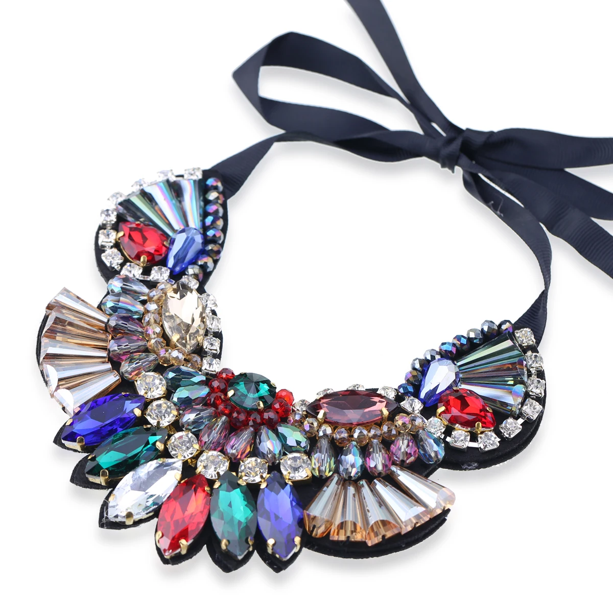 Multicolor Crystals Statement Necklace Handicraft Baroque Chokers Pendant Jewelry Women\'s Engagement Accessory Gifts