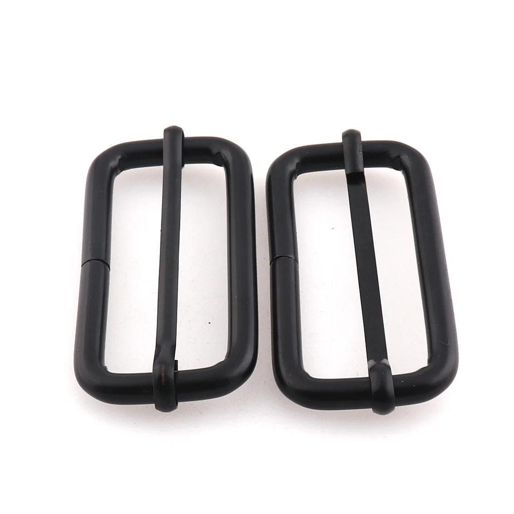 52mm Rectangle Black Metal Slides Tri-glides Wire-formed Roller Pin Buckles Strap Slider Adjustable DIY Leather Craft Buckle