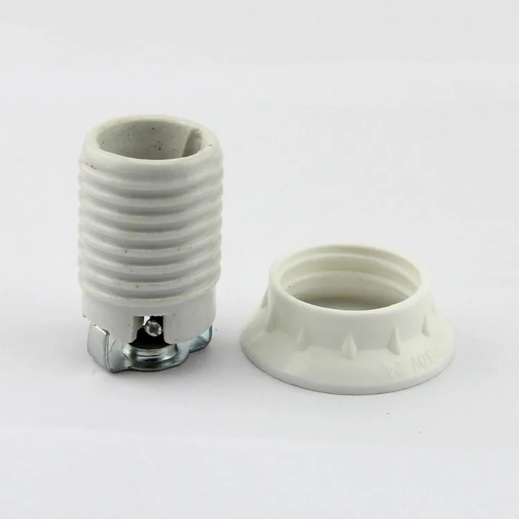 Screw  E14 E27  Ceramic Porcelain Socket Light Bulb Holder for E14 E27 with Ring, 110V 220V