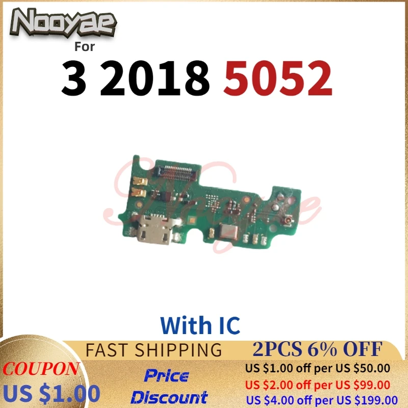 For Alcatel 3 2018 5052 5052D 5052Y USB Dock Charging Port Charger Plug Board Flex Cable With Microphone MIC + Tracking