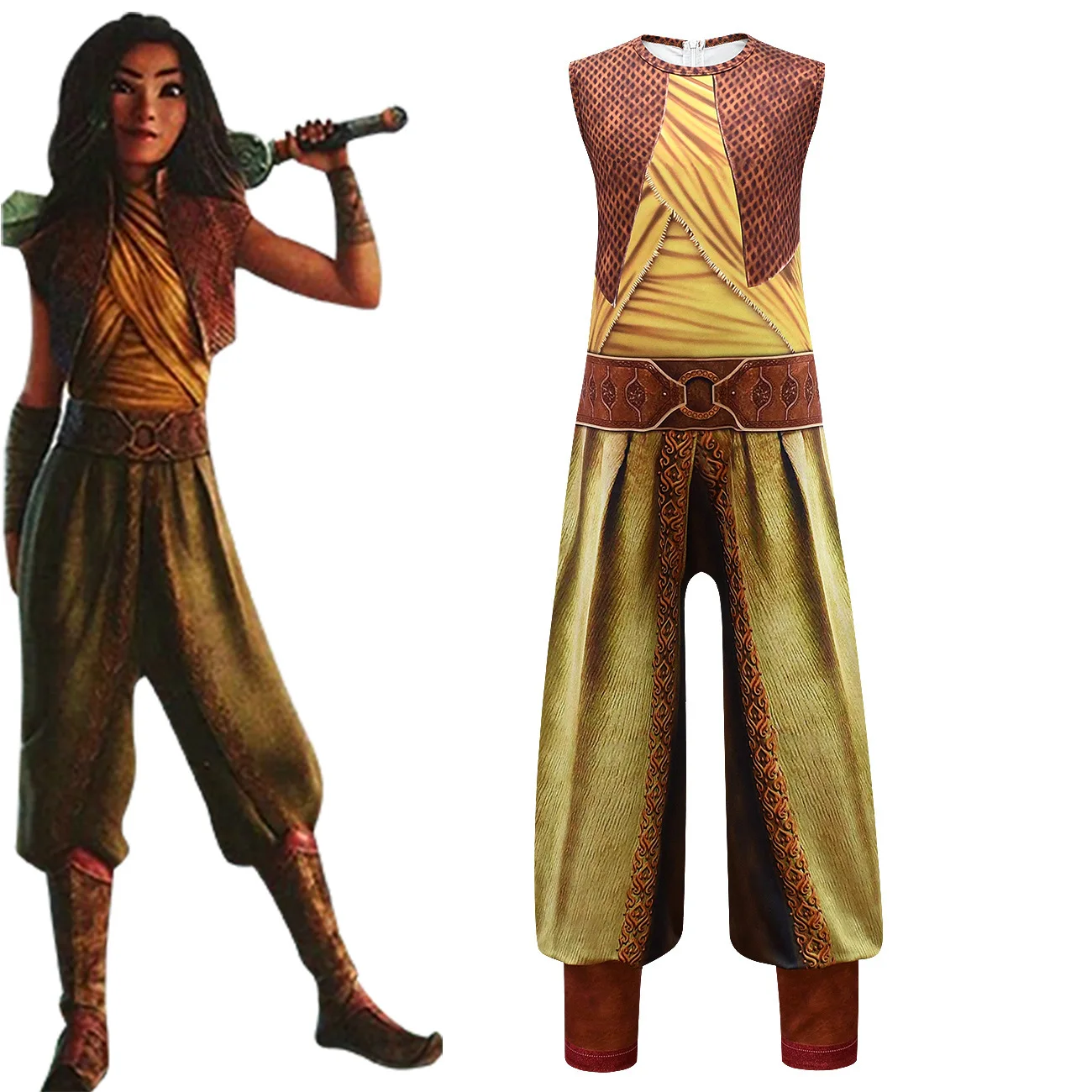 2021 New Movie Raya and The Last Dragon Kids Cosplay Legend Halloween Costume Raya Bodysuit Fancy Set Child Performance Costume