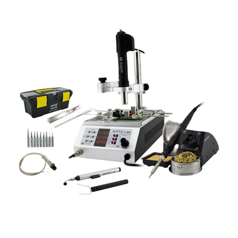 Aoyue 866 4 in 1 SMD Soldering Station Iron Station With Hot Air Gun BGA Rework 110V/220V Hot Air Rework Pre-Heater Preheater