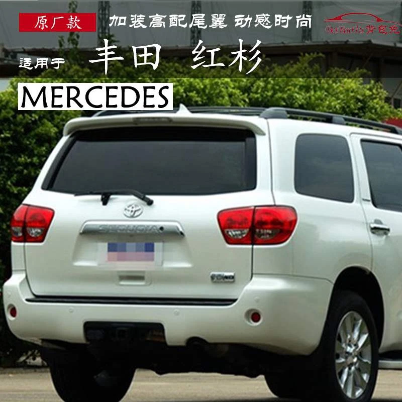 For Toyota Sequoia Spoiler 2008-2015 ABS Plastic Unpainted Color Rear Roof Spoiler Wing Trunk Lip Boot Cover Car Styling