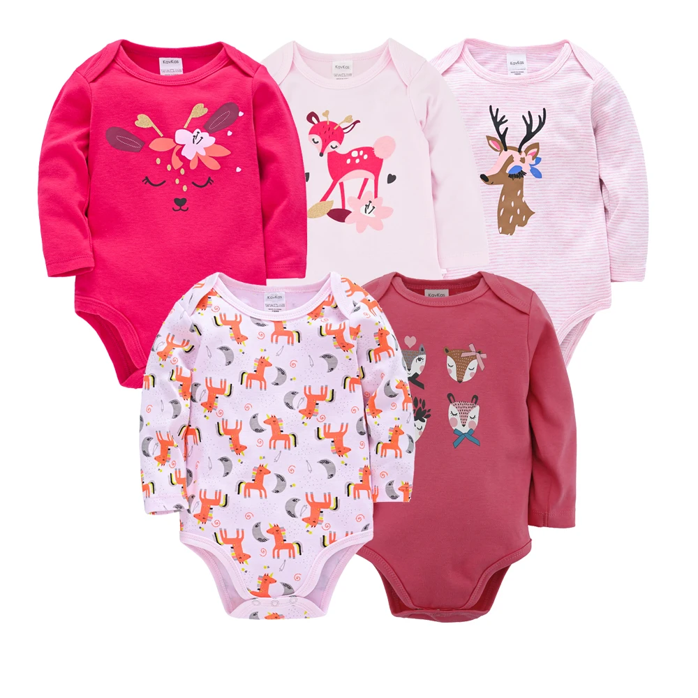 

Kavkas Baby Girl Bodysuit 5 pcs/set Cute Animal Design Newborn Cotton Clothes roupa de bebe Long Sleeve Clothing