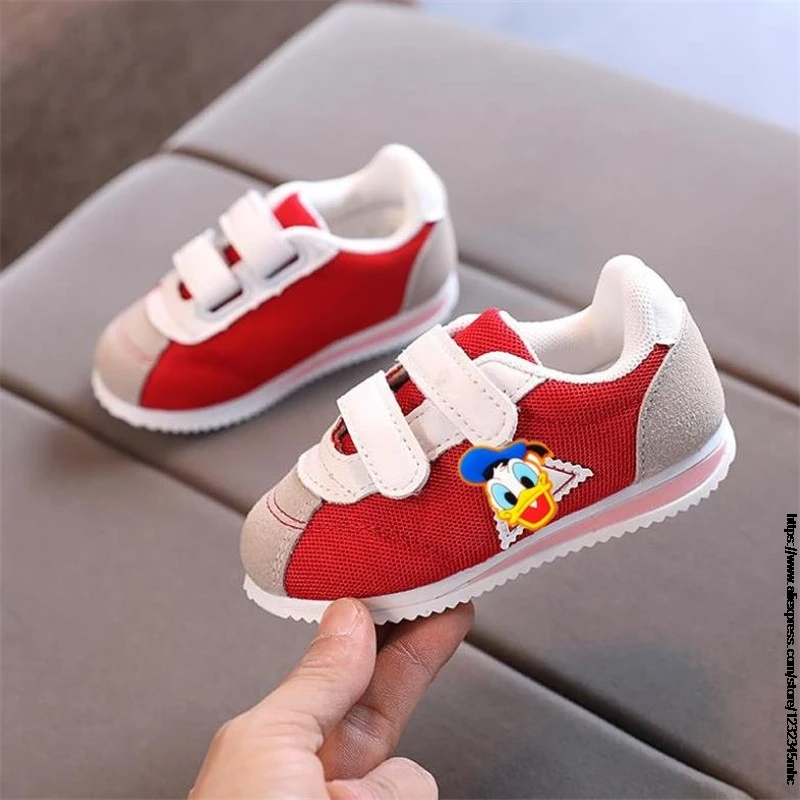 Kids Shoes Anti-slip Soft Rubber Mickey Minnie Sneakers Casual Flat Sneakers Children Girls Boys Sports Duck Shoes